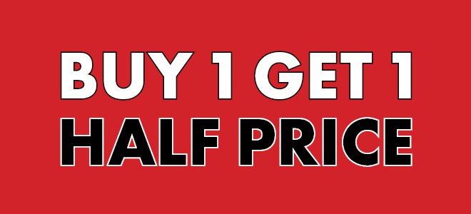 Buy 1 Get 1 Half Price Bargains!
