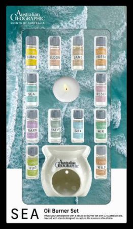 Australian Geographic 'Scents of Australia' Oil Burner Set With 12 Oils by Various