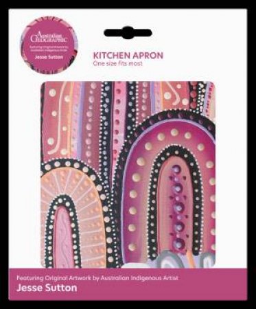 Indigenous Art Kitchen Apron - Healing Country (Pink) by Various