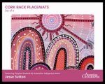 Indigenous Art Cork Back Placemats Set of 6  Healing Country Pink