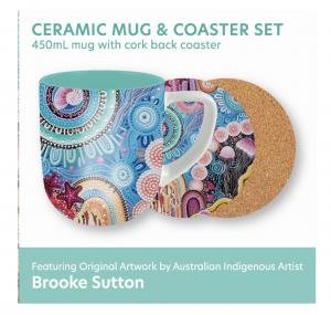 Indigenous Art Series Mug & Coaster Set - Swim by Various