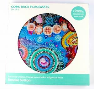 Indigenous Art Series Round Cork Back Placemats - Swim by Various