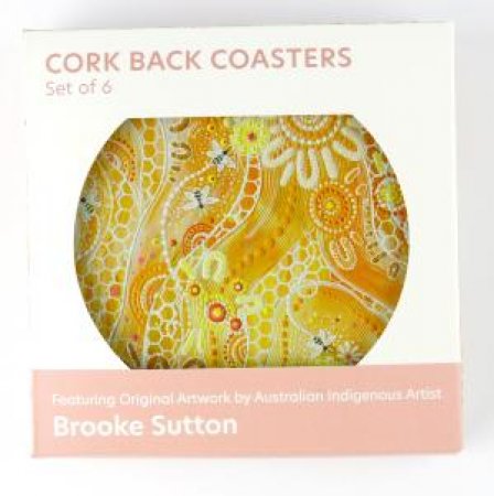 Indigenous Art Series Round Cork Back Coasters - Bee by Various