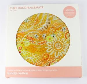 Indigenous Art Series Round Cork Back Placemats - Bee by Various