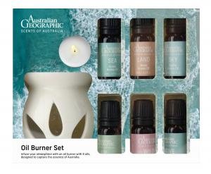 Australian Geographic 'Scents of Australia' Oil Burner Set with 6 Oils by Various