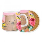 Australian Art Mug  Coaster Set  Wombat