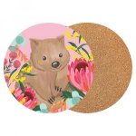 Australian Art Round Cork Back Placemats Set of 6  Wombat