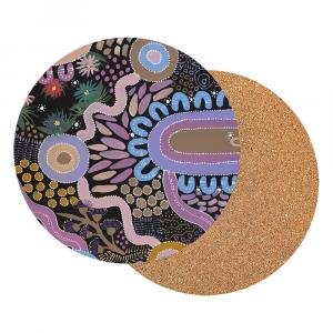 Indigenous Art Round Cork Back Coasters (Set of 6) - Dustin Koa by Various