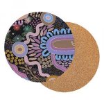 Indigenous Art Round Cork Back Coasters Set of 6  Dustin Koa