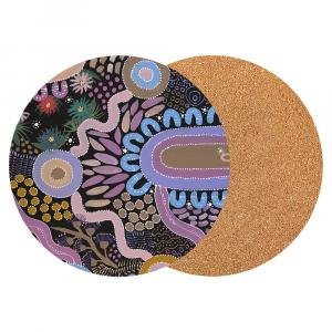 Indigenous Art Round Cork Back Placemats (Set of 6) - Dustin Koa by Various