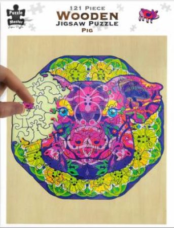 121 Piece Wooden Jigsaw Puzzle: Pig