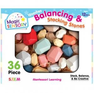 Magic Sensory: 36-Piece Wooden Balancing & Stacking Stones by Various