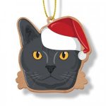 Wooden Ornament Black Cat