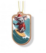 Wooden Ornament Surfing Koala