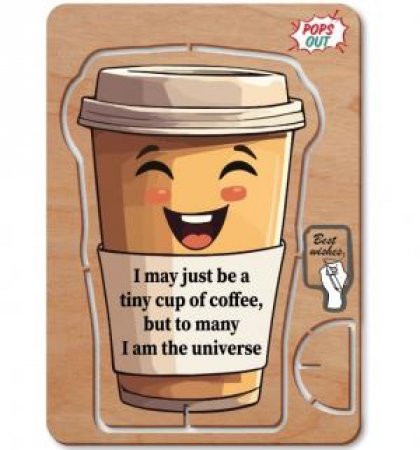 Australian Made Wooden Greeting Card - Tiny Emotional Support Coffee by Various
