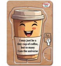 Australian Made Wooden Greeting Card  Tiny Emotional Support Coffee