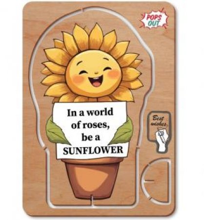 Australian Made Wooden Greeting Card - Tiny Emotional Support Sunflower by Various