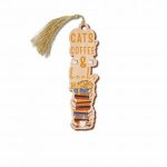 Book Lovers Wooden Bookmark  Cats Coffee  Books