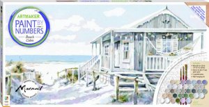 Art Maker Paint By Numbers Canvas Beach Cabin by Richard Macneil