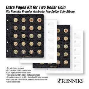 Renniks Premier Australia Refills Two Dollar Coin Album EXTRA PAGES by Renniks