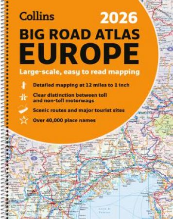 Collins 2026 Big Road Atlas Europe: Spiral bound [New edition] by Collins Maps