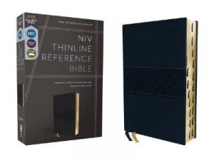 NIV, Thinline Reference Bible, Red Letter, Thumb Indexed, Comfort Print (Navy) by Zondervan