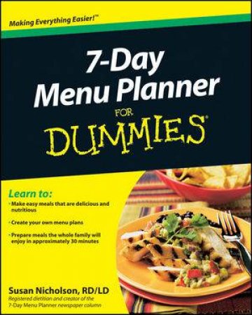 7-Day Menu Planner for Dummies by Susan Nicholson
