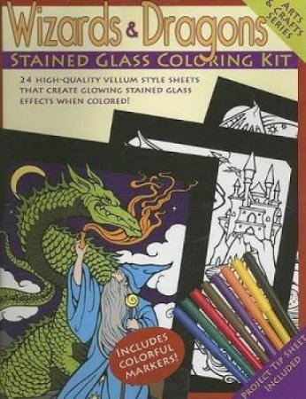 Wizards and Dragons Stained Glass Coloring Kit by DOVER