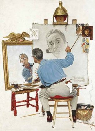 Norman Rockwell's Triple Self-Portrait From The Saturday Evening Post Notebook by Norman Rockwell