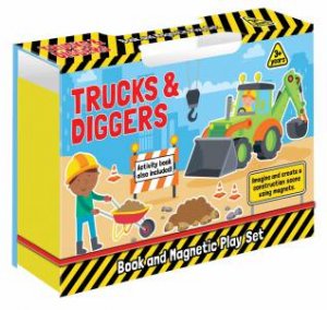 Trucks & Diggers - Book & Magnetic Play Set by Lake Press