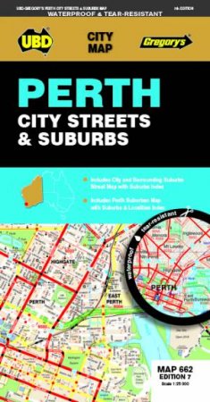 Perth City Streets & Suburbs Map 662 7th Ed (Wateroroof) by UBD Gregory's