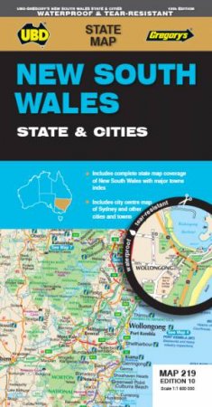 New South Wales State & Cities Map 219 10th Waterproof by Various
