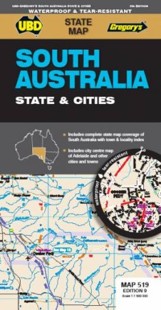 South Australia State & Cities Map 519 10th Ed Waterproof by Various