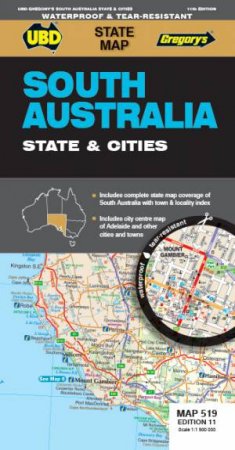 South Australia State & Cities Map 519 11th ed waterproof by Unknown