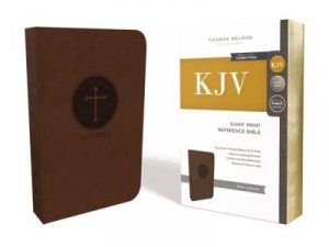 KJV Reference Bible Red Letter Edition [Giant Print, Brown] by Thomas Nelson