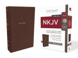 NKJV Deluxe Compact Reference Bible Red Letter Edition [Large Print, Brown] by Thomas Nelson