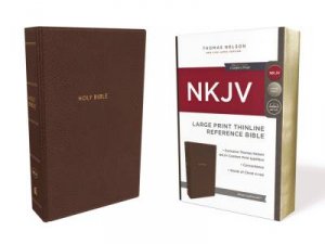 NKJV Thinline Reference Bible Red Letter Edition [Large Print, Brown] by Thomas Nelson