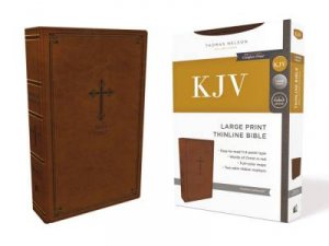 KJV Thinline Bible Red Letter Edition [Large Print, Brown] by Thomas Nelson