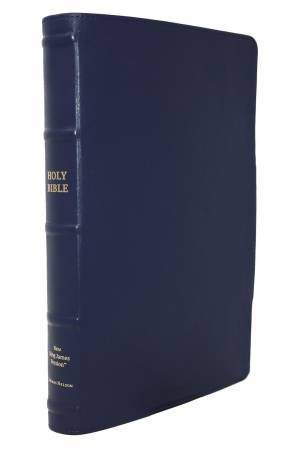 NKJV Thinline Reference Bible, Large Print, Premium Goatskin Leather, Premier Collection, Red Letter Edition, Comfort Print: Holy Bible [Blue] by Thomas Nelson