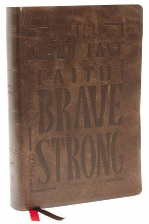 NKJV Giant Print Center-Column Reference Bible, Verse Art Cover Collection, Thumb Indexed, Red Letter, Comfort Print [Brown] by Thomas Nelson