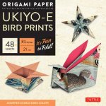 Origami Paper  UkiyoE Bird Prints  8 14 Size  48 Sheets