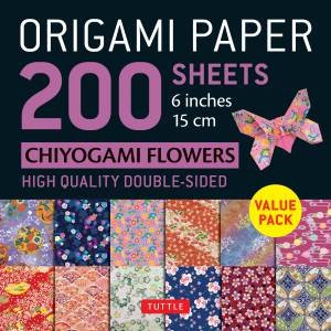 Origami Paper 200 sheets Chiyogami Flowers 6\