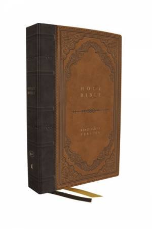KJV Bible, Giant Print Thinline Bible, Vintage Series, Leathersoft, Red Letter, Comfort Print [Brown] by Thomas Nelson