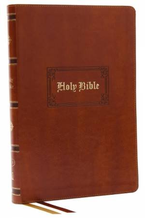 KJV Bible, Giant Print Thinline Bible, Vintage Series, Leathersoft, Red Letter, Comfort Print [Tan] by Thomas Nelson