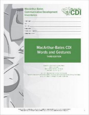 MacArthur-Bates Communicative Development Inventories (CDIs) by Larry Fenson & Virginia Marchman & Donna Thal & Philip Dale & J. Reznick & Elizabeth Bates