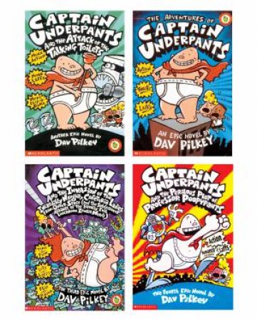 Captain Underpants Movie Box Set (Books 01 -04) by Dav Pilkey