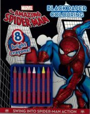SpiderMan Black Paper Colouring Book with Crayons