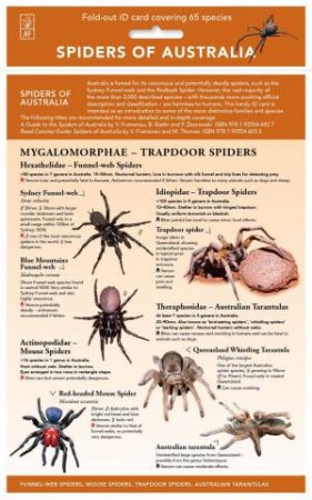 Spiders of Australia - ID Chart by Reed New Holland Publishers