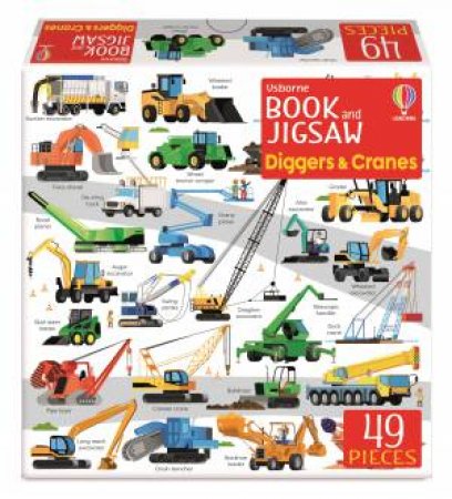 Usborne Book and Jigsaw: Diggers and Cranes by Sam Smith