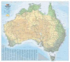 Australia Road & Terrain Map - 1000x875 - Laminated by Various